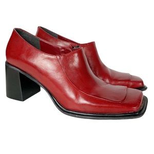 Vintage Diba red square toe booties block heel 8